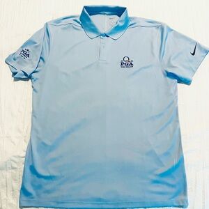 Nike 2025 PGA Championship Polo, Quail Hollow, NC. Light Blue Dri-Fit.